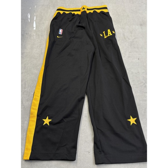 Los Angeles Lakers Pants Mens Large Black Yellow NBA Nike Warm Up Tearaway